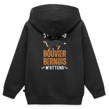 Bouvier bernois 5 - Sweat Premium à capuche zippé enfant bio - noir - Dos - AI Model Kid Male (0cm)
