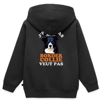 Je peux pas mon border collie veut pas - Sweat Premium à capuche zippé enfant bio - noir - Dos - AI Model Kid Male (0cm)