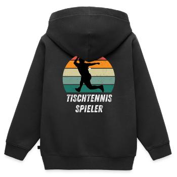 Tischtennisspieler - Kinder Premium Organic Zip Hoodie - Schwarz - Hinten - AI Model Kid Male (0cm)