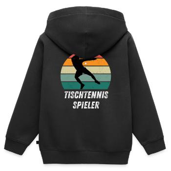 Tischtennisspieler - Kinder Premium Organic Zip Hoodie - Schwarz - Hinten - AI Model Kid Male (0cm)