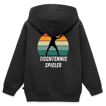 Tischtennisspieler - Kinder Premium Organic Zip Hoodie - Schwarz - Hinten - AI Model Kid Male (0cm)