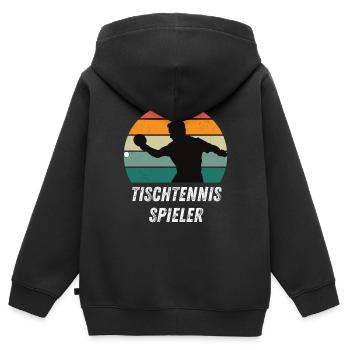 Tischtennisspieler - Kinder Premium Organic Zip Hoodie - Schwarz - Hinten - AI Model Kid Male (0cm)