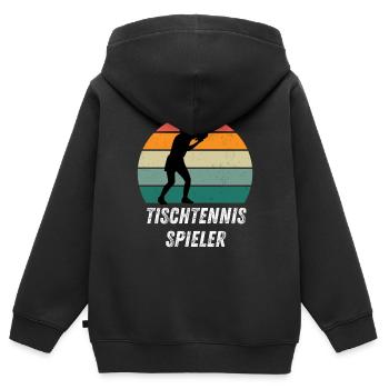 Tischtennisspieler - Kinder Premium Organic Zip Hoodie - Schwarz - Hinten - AI Model Kid Male (0cm)