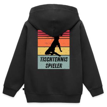 Tischtennisspieler - Kinder Premium Organic Zip Hoodie - Schwarz - Hinten - AI Model Kid Male (0cm)