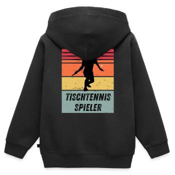 Tischtennisspieler - Kinder Premium Organic Zip Hoodie - Schwarz - Hinten - AI Model Kid Male (0cm)