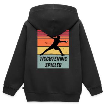 Tischtennisspieler - Kinder Premium Organic Zip Hoodie - Schwarz - Hinten - AI Model Kid Male (0cm)