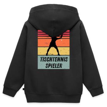 Tischtennisspieler - Kinder Premium Organic Zip Hoodie - Schwarz - Hinten - AI Model Kid Male (0cm)