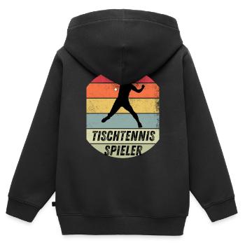 Tischtennisspieler - Kinder Premium Organic Zip Hoodie - Schwarz - Hinten - AI Model Kid Male (0cm)