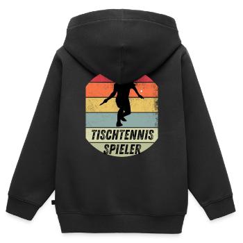 Tischtennisspieler - Kinder Premium Organic Zip Hoodie - Schwarz - Hinten - AI Model Kid Male (0cm)