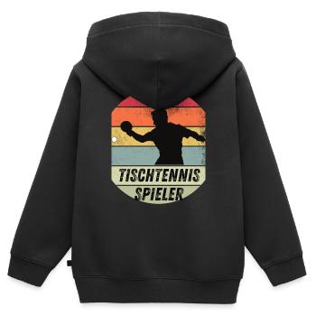 Tischtennisspieler - Kinder Premium Organic Zip Hoodie - Schwarz - Hinten - AI Model Kid Male (0cm)