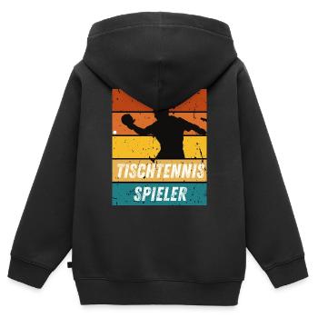 Tischtennisspieler - Kinder Premium Organic Zip Hoodie - Schwarz - Hinten - AI Model Kid Male (0cm)