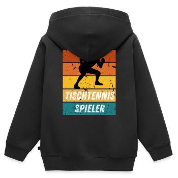 Tischtennisspieler - Kinder Premium Organic Zip Hoodie - Schwarz - Hinten - AI Model Kid Male (0cm)