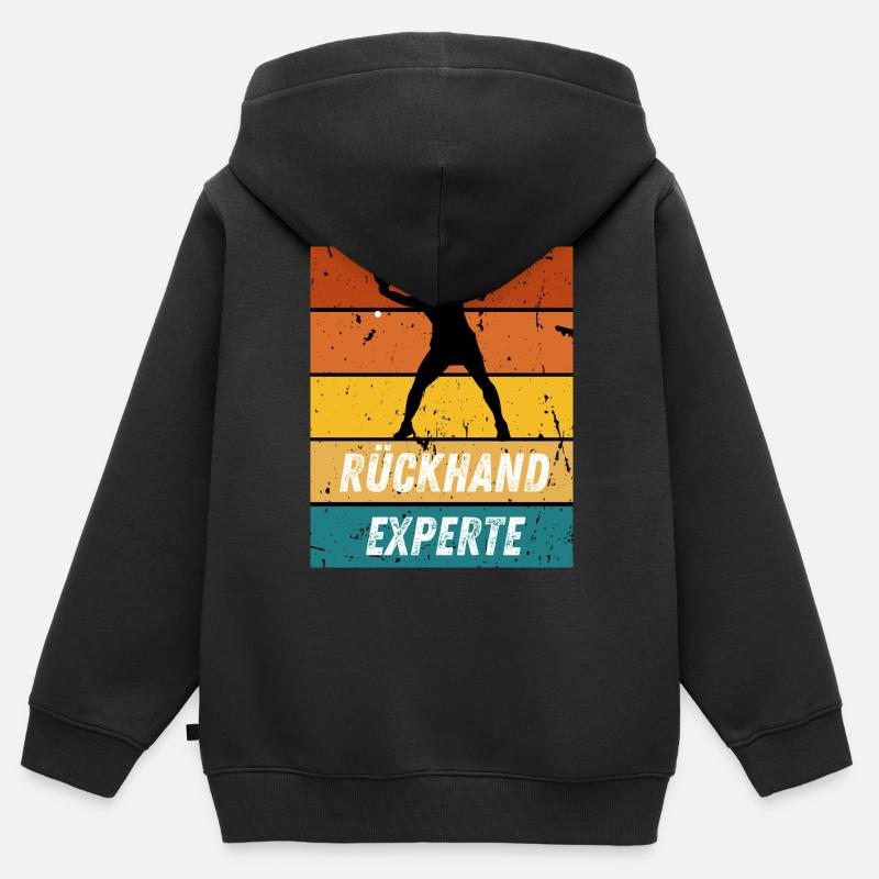 Rückhandexperte - Kinder Premium Organic Zip Hoodie - Schwarz