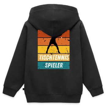 Tischtennisspieler - Kinder Premium Organic Zip Hoodie - Schwarz - Hinten - AI Model Kid Male (0cm)