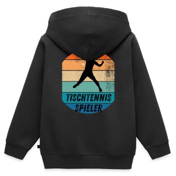 Tischtennisspieler - Kinder Premium Organic Zip Hoodie - Schwarz - Hinten - AI Model Kid Male (0cm)