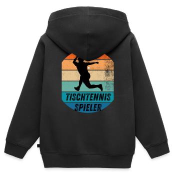 Tischtennisspieler - Kinder Premium Organic Zip Hoodie - Schwarz - Hinten - AI Model Kid Male (0cm)