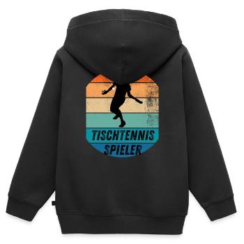 Tischtennisspieler - Kinder Premium Organic Zip Hoodie - Schwarz - Hinten - AI Model Kid Male (0cm)