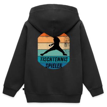 Tischtennisspieler - Kinder Premium Organic Zip Hoodie - Schwarz - Hinten - AI Model Kid Male (0cm)