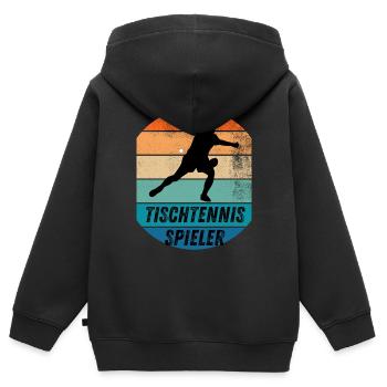 Tischtennisspieler - Kinder Premium Organic Zip Hoodie - Schwarz - Hinten - AI Model Kid Male (0cm)