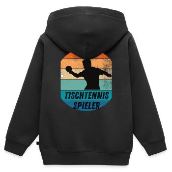 Tischtennisspieler - Kinder Premium Organic Zip Hoodie - Schwarz - Hinten - AI Model Kid Male (0cm)