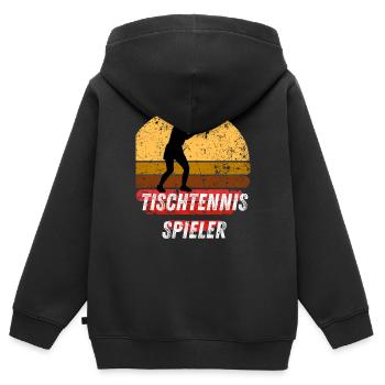 Tischtennisspieler - Kinder Premium Organic Zip Hoodie - Schwarz - Hinten - AI Model Kid Male (0cm)