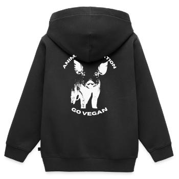 Animal Liberation Go vegan - Kinder Premium Organic Zip Hoodie - Schwarz - Hinten - AI Model Kid Male (0cm)
