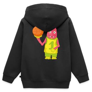 Ballsport - Kinder Premium Organic Zip Hoodie - Schwarz - Hinten - AI Model Kid Male (0cm)