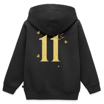 Goldene Krone zum 11-jährigen Jubiläum - Kinder Premium Organic Zip Hoodie - Schwarz - Hinten - AI Model Kid Male (0cm)