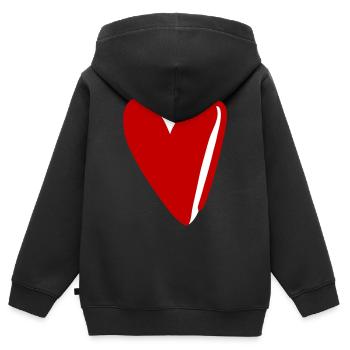 Großes rotes Herz - Kinder Premium Organic Zip Hoodie - Schwarz - Hinten - AI Model Kid Male (0cm)