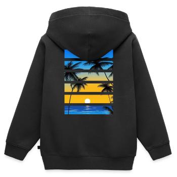 Palmenstrand Sonnenuntergang Sommerurlaub - Kinder Premium Organic Zip Hoodie - Schwarz - Hinten - AI Model Kid Male (0cm)