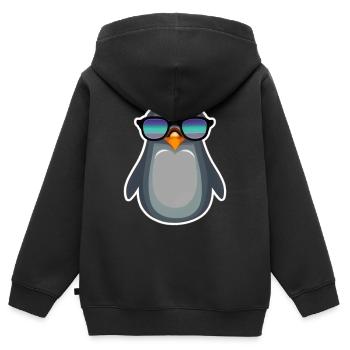 Pinguin-Klasse mit Sonnenbrille - Kinder Premium Organic Zip Hoodie - Schwarz - Hinten - AI Model Kid Male (0cm)