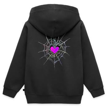 Spinnennetz Herz Halloween - Kinder Premium Organic Zip Hoodie - Schwarz - Hinten - AI Model Kid Male (0cm)