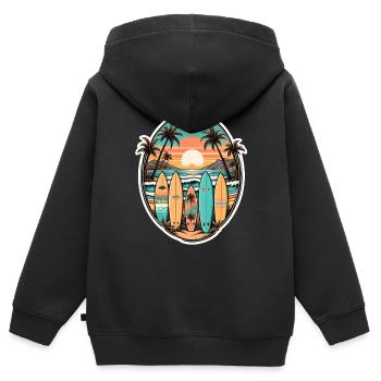 Surfing Beach Palm Tree Sunshine Holidays - Kids Premium Organic Zip-up Hoodie - black - Back - AI Model Kid Male (0cm)
