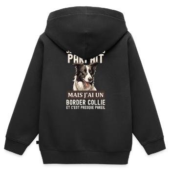 Pas parfait mais j ai un border collie 5 - Sweat Premium à capuche zippé enfant bio - noir - Dos - AI Model Kid Male (0cm)