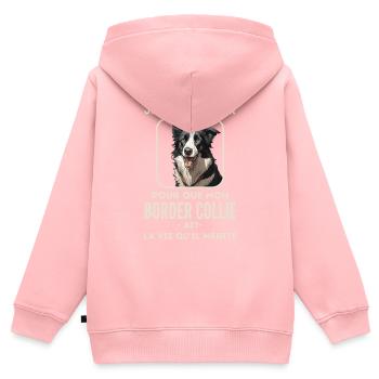 Chien de race border collie 6 - Sweat Premium à capuche zippé enfant bio - rose - Dos - AI Model Kid Female (0cm)