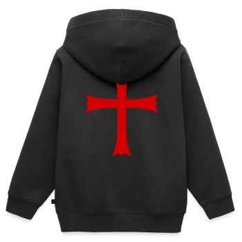 Croix de Jérusalem Croix de Jérusalem - Sweat Premium à capuche zippé enfant bio - noir - Dos - AI Model Kid Male (0cm)