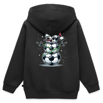 Fußball Schneemann Fußball Kids Weihnachtsgeschenk - Kinder Premium Organic Zip Hoodie - Schwarz - Hinten - AI Model Kid Male (0cm)