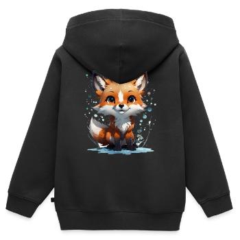 Kleiner süßer Fuchs - Kinder Premium Organic Zip Hoodie - Schwarz - Hinten - AI Model Kid Male (0cm)