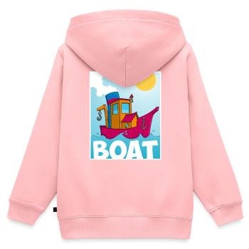 Cartoon image of a funny tugboat - Kids Premium Organic Zip-up Hoodie - rose - Back - AI Model Kid Female (0cm)