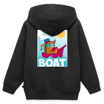 Cartoon-Bild eines lustigen Schleppers - Kinder Premium Organic Zip Hoodie - Schwarz - Hinten - AI Model Kid Male (0cm)