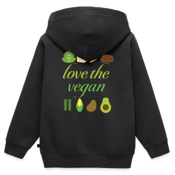 Love the vegan - Kinder Premium Organic Zip Hoodie - Schwarz - Hinten - AI Model Kid Male (0cm)