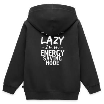 I'm not lazy, I'm on energy saving mode. - Kids Premium Organic Zip-up Hoodie - black - Back - AI Model Kid Male (0cm)
