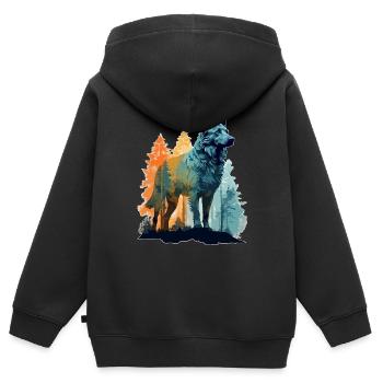 Hund in der Wildnis - Kinder Premium Organic Zip Hoodie - Schwarz - Hinten - AI Model Kid Male (0cm)