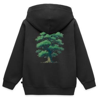 Baum - Kinder Premium Organic Zip Hoodie - Schwarz - Hinten - AI Model Kid Male (0cm)