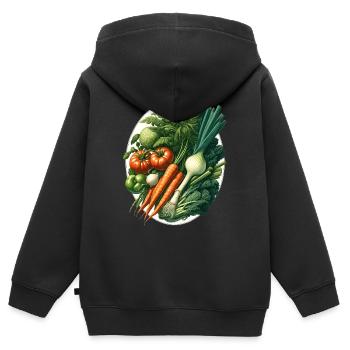Vegetables - Kids Premium Organic Zip-up Hoodie - black - Back - AI Model Kid Male (0cm)