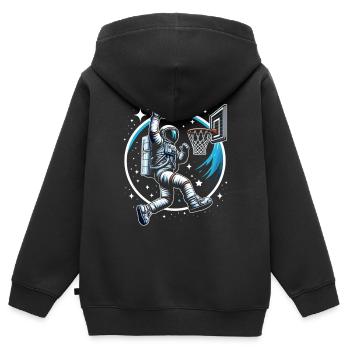 Astronaute faisant du slam dunk basketball - Sweat Premium à capuche zippé enfant bio - noir - Dos - AI Model Kid Male (0cm)