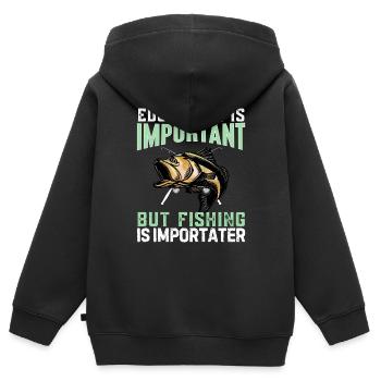 L’éducation est importante, mais la pêche est plus importante - Sweat Premium à capuche zippé enfant bio - noir - Dos - AI Model Kid Male (0cm)