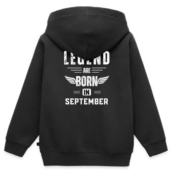Legende werden im September geboren - Kinder Premium Organic Zip Hoodie - Schwarz - Hinten - AI Model Kid Male (0cm)