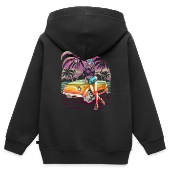 Sommer See Natur Flora Kunst Blumen Meer Strand - Kinder Premium Organic Zip Hoodie - Schwarz - Hinten - AI Model Kid Male (0cm)