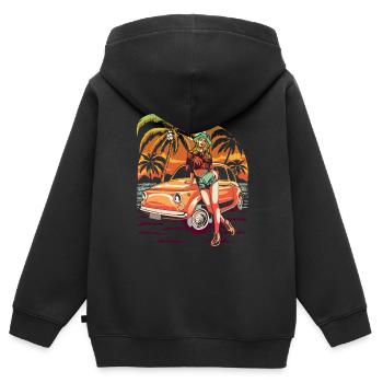 Sommer See Natur Flora Kunst Blumen Meer Strand - Kinder Premium Organic Zip Hoodie - Schwarz - Hinten - AI Model Kid Male (0cm)